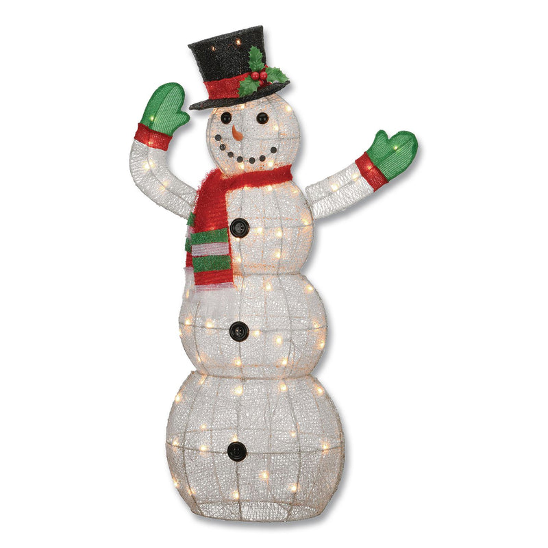 National Tree Company® Snowman Decoration, AC Powered, Cool White LED Lights, 13.5" x 27.5" x 48", White (NTTDF070114C) Each