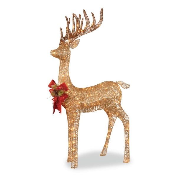 National Tree Company® Pre-Lit Standing Reindeer, AC Powered, Warm White LED Lights, 20.5" x 27" x 48", Champagne (NTTDF105010U) Each