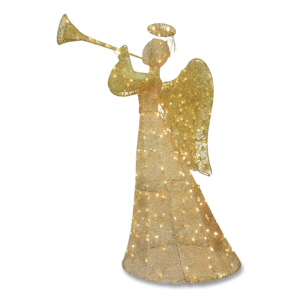 National Tree Company® Champagne Angel Decoration, AC Powered, Warm White LED Lights, 18" x 33" x 60", Champagne (NTTDF210004C) Each