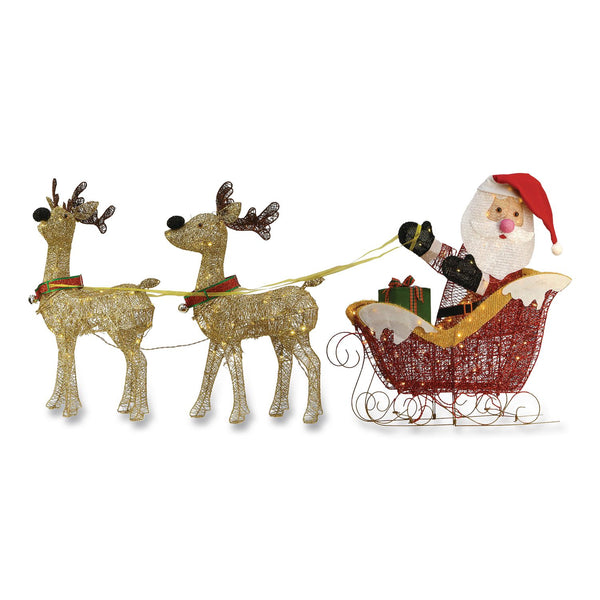 National Tree Company® Santa and Reindeer, AC Powered, Warm White LED Lights, 11.25" x 30.75" x 33.5", Champagne (NTTDF245001C) Each