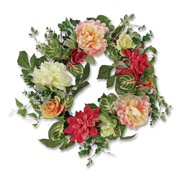National Tree Company® Mixed Garden Flowers Spring Wreath, 22" Diameter x 5"h, Pink (NTTDL8765F22217) Each