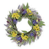 National Tree Company® Pansy and Lavender Wreath, 22" Diameter x 4.5" h, Yellow (NTTDL8765F22224) Each