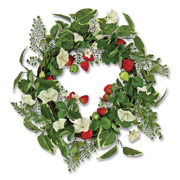 National Tree Company® Petunia and Strawberry Wreath, 22" Diameter x 5"h, White (NTTDS69S21G9324) Each