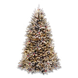 National Tree Company® Pre-Lit Dunhill Fir Snowy Tree, 53" x 53" x 78", Green Tree, Green Tree Stand (NTTDUF30065) Each