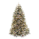 National Tree Company® Pre-Lit Dunhill Fir Snowy Tree, 59" x 59" x 90", Green Tree, Green Tree Stand (NTTDUF30075) Each