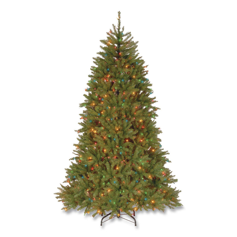 National Tree Company® Pre-Lit Dunhill Fir Tree, 59" x 59" x 90", Green Tree, Green Tree Stand (NTTDUH75RLO) Each