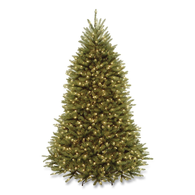 National Tree Company® Pre-Lit Dunhill Fir Tree with PowerConnect, Clear Lights, 52" x 52" x 84", Green Tree, Green Tree Stand (NTTDUH3300P70) Each