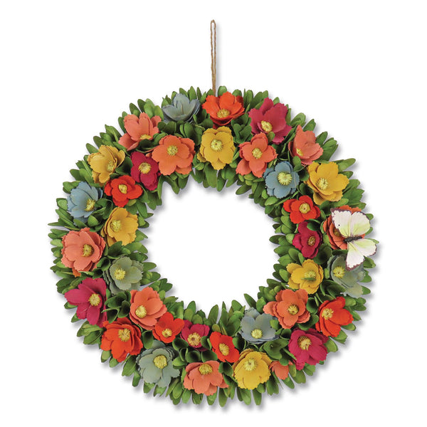National Tree Company® Spring Floral Wreath with Butterfly, 19.7" x 19.7" x 4.3", Assorted Colors (NTTEG7919B04461) Each