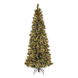 National Tree Company® Pre-Lit Glittery Bristle Slim Tree, 42" x 42" x 90", Green Tree, Green Tree Stand (NTTGB331975) Each