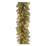 National Tree Company® Pre-Lit Glittery Pine Gold Garland, AC Powered, Clear Incandescent Lights, 108" Long, Green (NTTGPG33419A) Each
