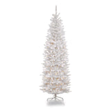 National Tree Company® Pre-Lit Kingswood Fir Pencil Tree, 28" x 28" x 78", White Tree, White Tree Stand (NTTKWW730065) Each