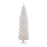 National Tree Company® Pre-Lit Kingswood Fir Pencil Slim Tree, 35" x 35" x 108", White Tree, White Tree Stand (NTTKWW730090) Each
