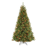 National Tree Company® Pre-Lit North Valley Spruce Tree, 47" x 47" x 84", Green Tree, Green Tree Stand (NTTNRV730170) Each