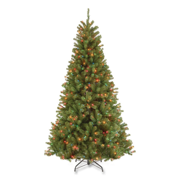 National Tree Company® Pre-Lit North Valley Spruce Tree, 47" x 47" x 84", Green Tree, Green Tree Stand (NTTNRV730170) Each