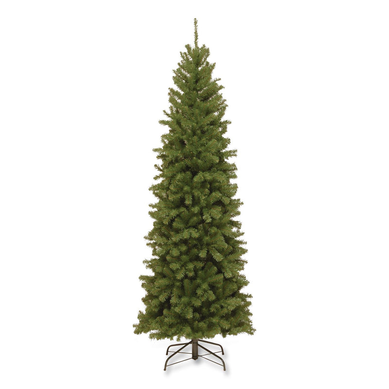 National Tree Company® North Valley Spruce Pencil Slim Tree, 32" x 32" x 90", Green Tree, Green Tree Stand (NTTNRV750575) Each