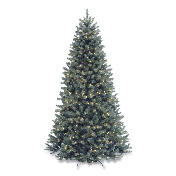 National Tree Company® Pre-Lit North Valley Spruce Blue Tree, 42" x 42" x 78", Blue Tree, Green Tree Stand (NTTNRVB730665) Each