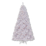 National Tree Company® Pre-Lit North Valley Spruce White Tree, 65" x 65" x 108", White Tree, White Tree Stand (NTTNRVW730290) Each