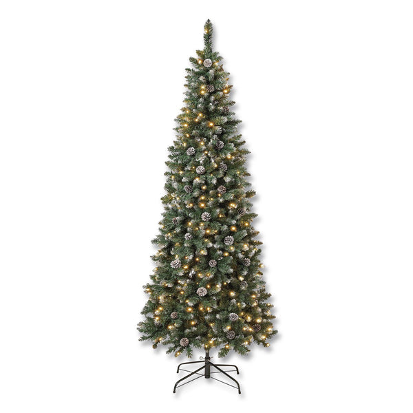 National Tree Company® Pre-Lit Oakley Hills Slim Tree, 31" x 31" x 90", Green Tree, Green Tree Stand (NTTOAK8304L75) Each