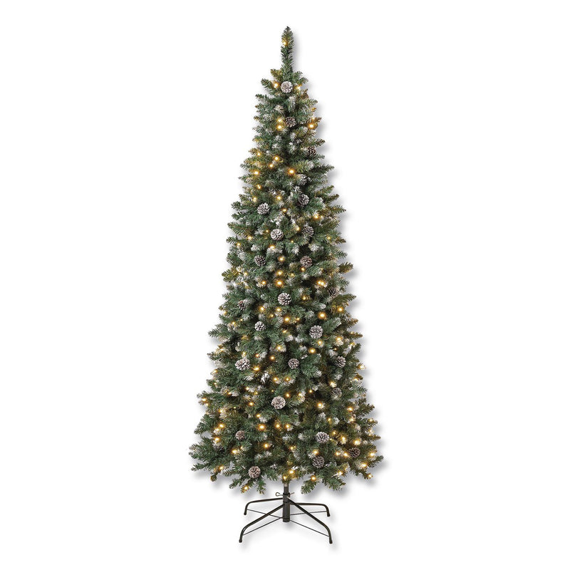 National Tree Company® Pre-Lit Oakley Hills Slim Tree, 31" x 31" x 90", Green Tree, Green Tree Stand (NTTOAK8304L75) Each