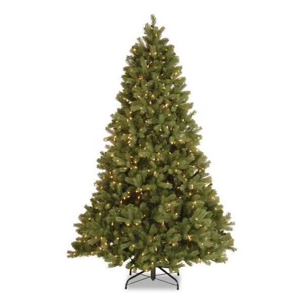 National Tree Company® Pre-Lit Downswept Douglas Fir Tree, 49" x 49" x 78", Green Tree, Green Tree Stand (NTTPEDD131265) Each