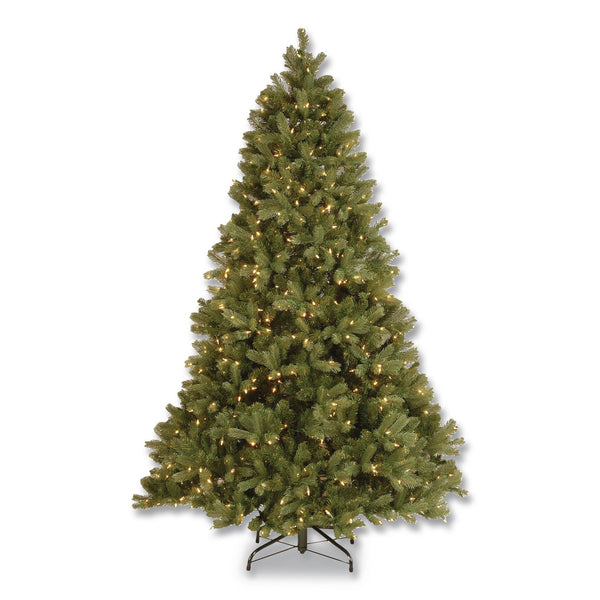 National Tree Company® Pre-Lit Downswept Douglas Fir Tree, 59" x 59" x 90", Green Tree, Green Tree Stand (NTTPEDD131275) Each