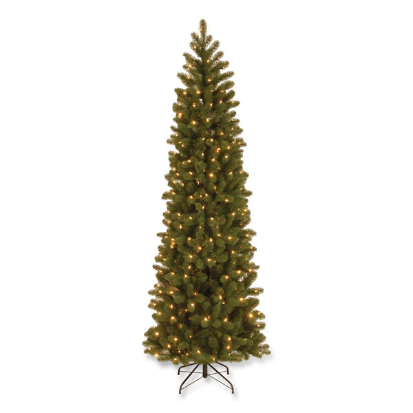 National Tree Company® Pre-Lit Downswept Douglas Fir Pencil Slim Tree, 30" x 30" x 78", Green Tree, Green Tree Stand (NTTPEDD439265) Each