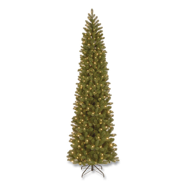National Tree Company® Pre-Lit Downswept Douglas Fir Pencil Slim Tree, 35" x 35" x 108", Green Tree, Green Tree Stand (NTTPEDD439290) Each