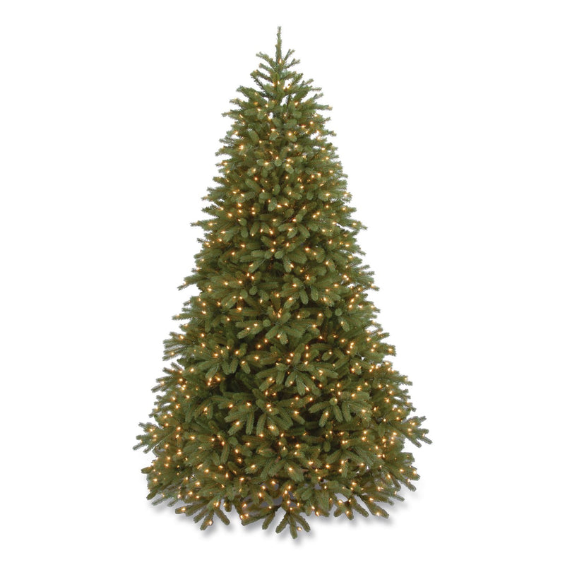 National Tree Company® Pre-Lit Jersey Fraser Fir Medium Tree, 56" x 56" x 90", Green Tree, Green Tree Stand (NTTPEJF130275) Each