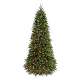 National Tree Company® Pre-Lit Jersey Fraser Fir Slim Tree, 57" x 57" x 108", Green Tree, Green Tree Stand (NTTPEJF130490) Each