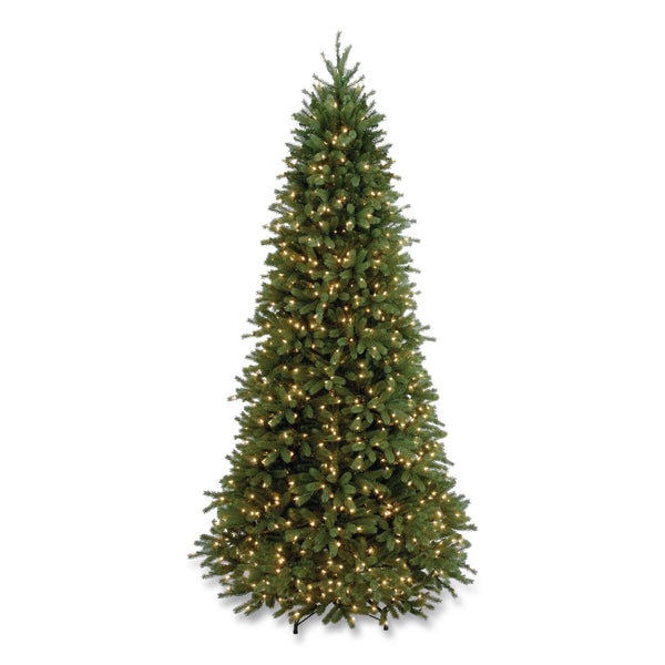 National Tree Company® Pre-Lit Jersey Fraser Fir Slim Tree, 57" x 57" x 108", Green Tree, Green Tree Stand (NTTPEJF130490) Each