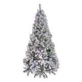 National Tree Company® Pre-Lit Snowy Mixed Pine Tree, 44" x 44" x 78", Green Tree, Green Tree Stand (NTTPEMX230265F) Each