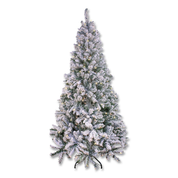National Tree Company® Pre-Lit Snowy Mixed Pine Tree, 44" x 44" x 78", Green Tree, Green Tree Stand (NTTPEMX230265F) Each