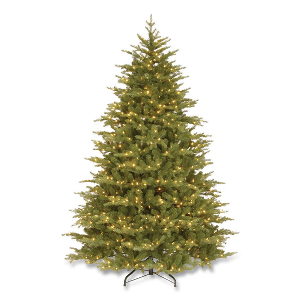 National Tree Company® Pre-Lit Nordic Spruce Medium Tree, 69" x 69" x 108", Green Tree, Green Tree Stand (NTTPENS130790) Each