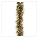 National Tree Company® Pre-Lit Wintry Pine Garland, AC Powered, Clear Incandescent Lights, 108" Long, Green (NTTPEWT3009B1) Each