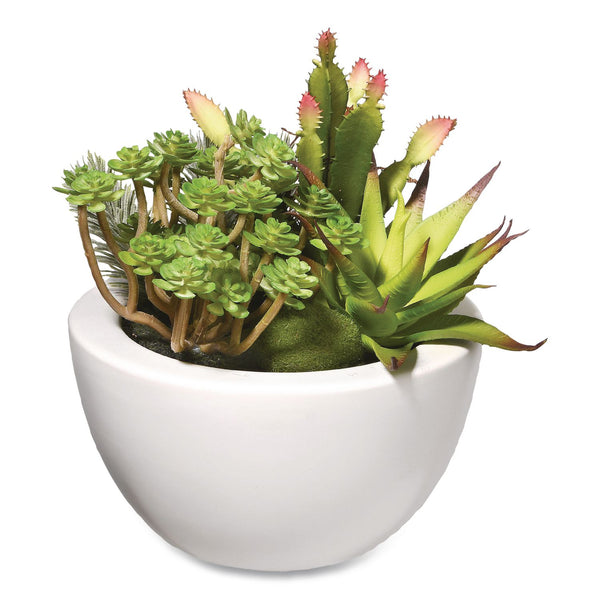 National Tree Company® Spring Potted Plant, 8" x 8" x 8", Green Plant, White Pot (NTTRASXF169W) Each