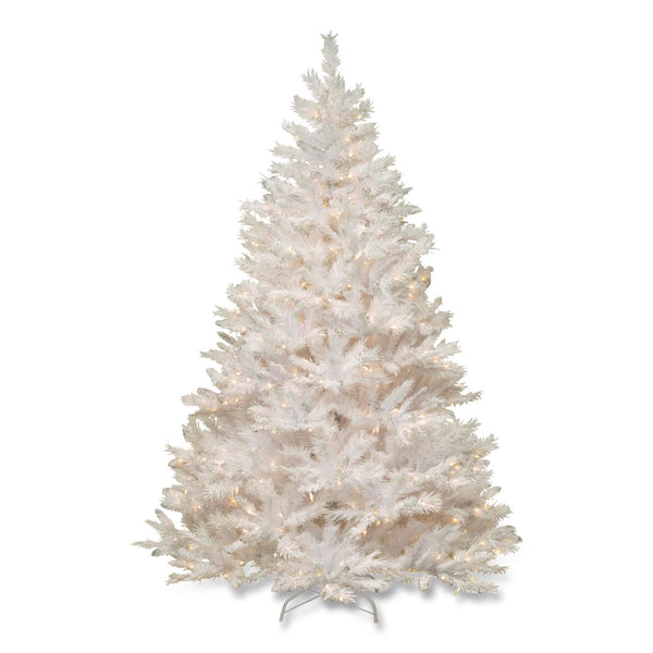 National Tree Company® Pre-Lit Winchester Pine Tree, 52" x 52" x 78", White Tree, White Tree Stand (NTTWCHW730065) Each