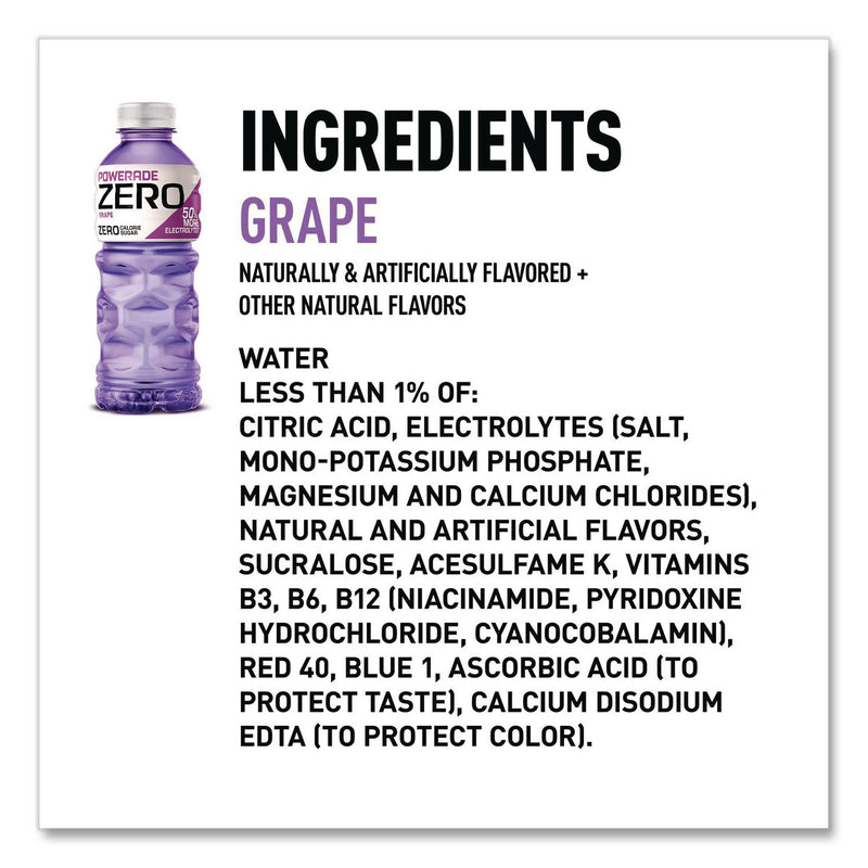 POWERADE® Zero Sports Drink, Assorted Flavors, 20 oz, 24/Carton (GRR22002679) Case of 24