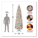 National Tree Company® Pre-Lit Acacia Flocked Slim Tree, 35" x 35" x 108", Green Tree, Green Tree Stand (NTTAC10030090F) Each