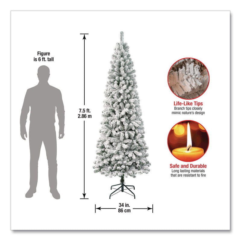 National Tree Company® Acacia Medium Flocked Tree, 34" x 34" x 88.5" Green Tree, Green Tree Stand (NTTAC10050275F) Each