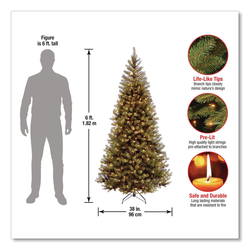 National Tree Company® Pre-Lit Aspen Spruce Slim Tree, 38" x 38" x 72", Green Tree, Green Tree Stand (NTTAP730060) Each