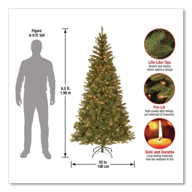 National Tree Company® Pre-Lit Aspen Spruce Slim Tree, 42" x 42" x 78", Green Tree, Green Tree Stand (NTTAP730065) Each