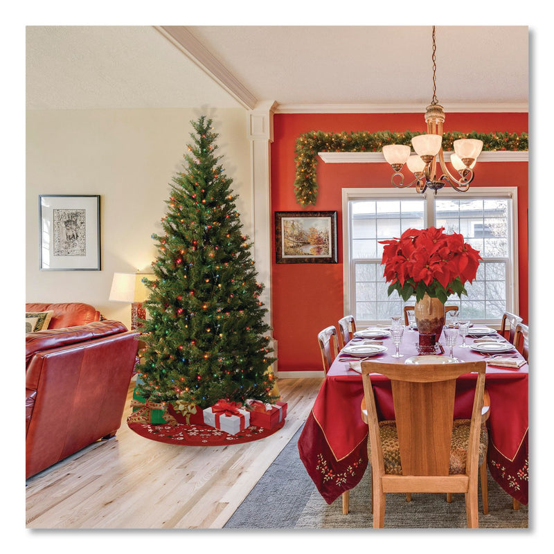 National Tree Company® Pre-Lit Aspen Spruce Slim Tree, 48" x 48" x 90", Green Tree, Green Tree Stand (NTTAP730175) Each