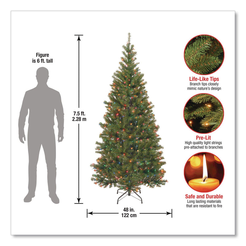 National Tree Company® Pre-Lit Aspen Spruce Slim Tree, 48" x 48" x 90", Green Tree, Green Tree Stand (NTTAP730175) Each