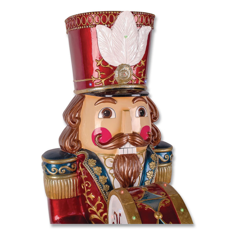 National Tree Company® Animated Nutcracker, AC Powered, Blue/Green/Red/Yellow LED Lights, 22.25" x 18" x 58.5", Red (NTTBG20587A) Each