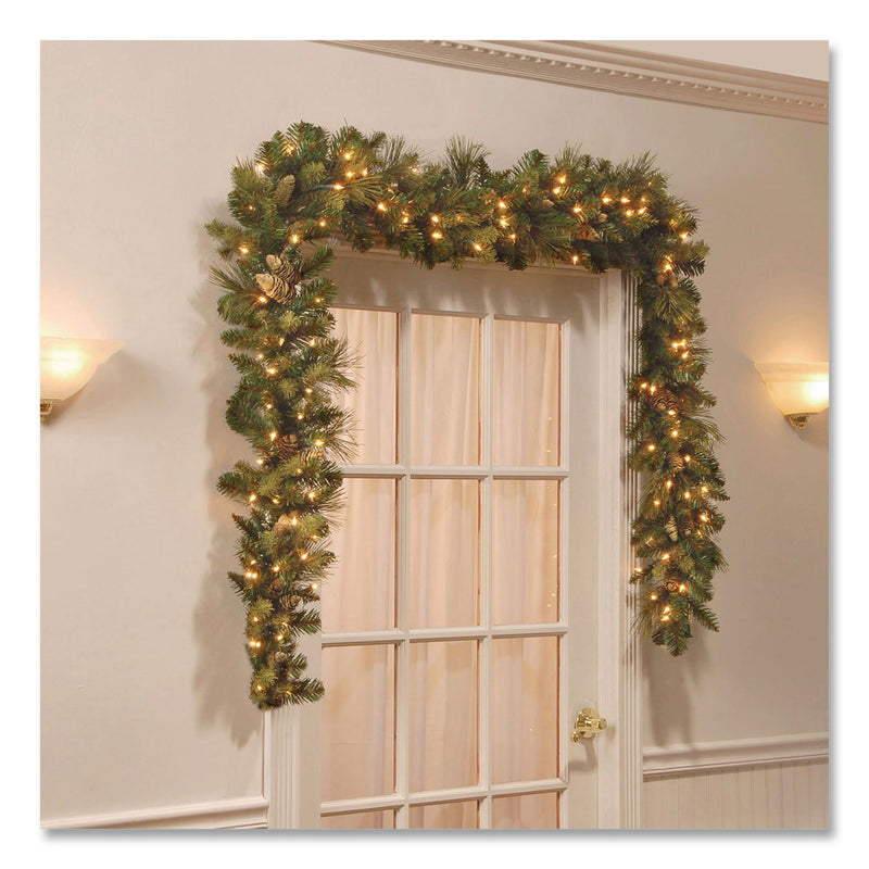 National Tree Company® Pre-Lit Carolina Pine Garland, AC Powered, Clear Incandescent Lights, 108" Long, Green (NTTCAP33069A1) Each