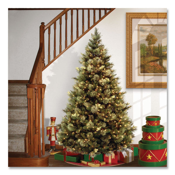 National Tree Company® Pre-Lit Carolina Pine Tree, 55" x 55" x 78", Green Tree, Green Tree Stand (NTTCAP330665) Each