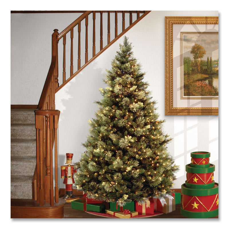 National Tree Company® Pre-Lit Carolina Pine Tree, 55" x 55" x 78", Green Tree, Green Tree Stand (NTTCAP330665) Each