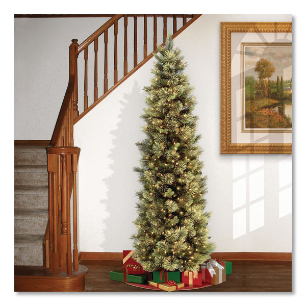 National Tree Company® Pre-Lit Carolina Pine Slim Tree, 29" x 29" x 78", Green Tree, Green Tree Stand (NTTCAP333065) Each