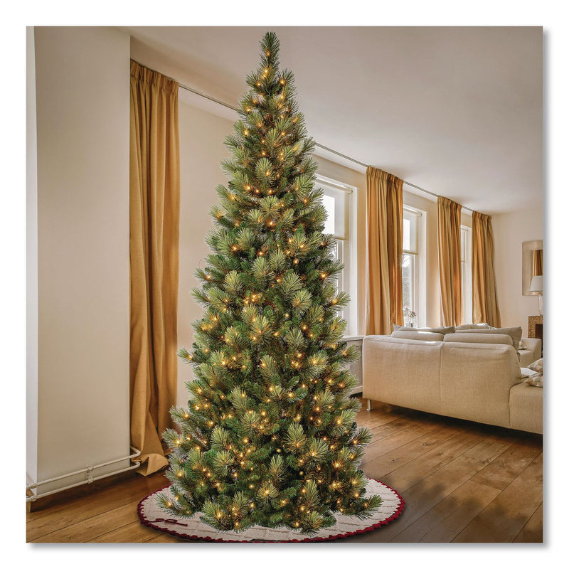 National Tree Company® Pre-Lit Charleston Pine Slim Tree, 50" x 50" x 108", Green Tree, Green Tree Stand (NTTCHR330490) Each