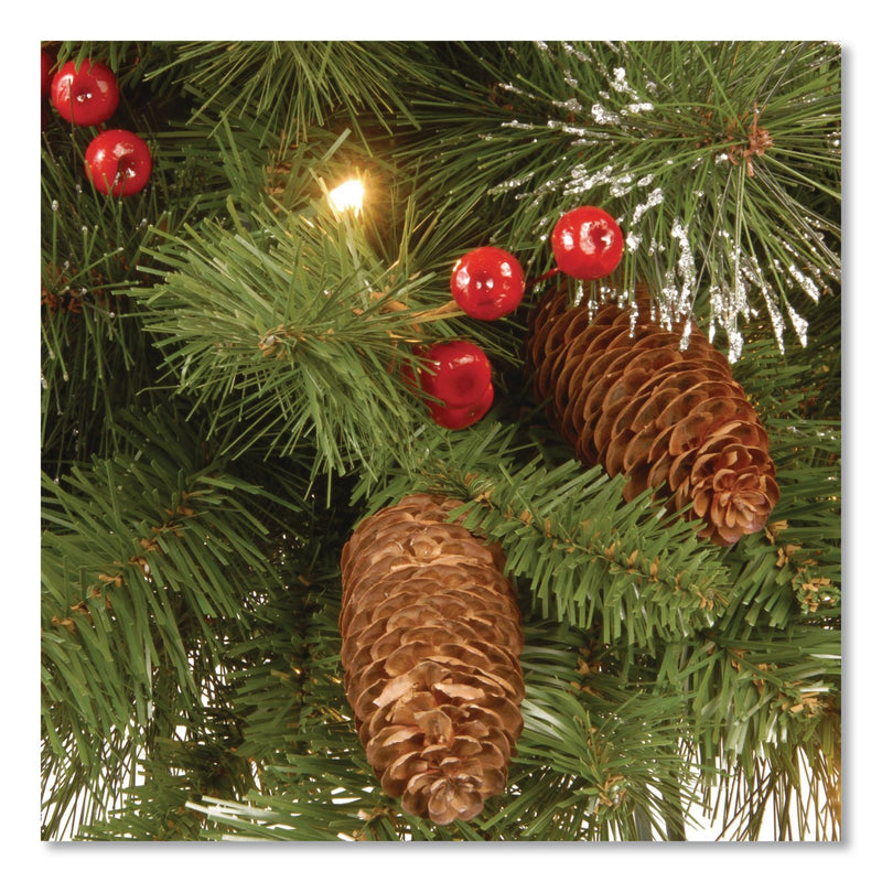 National Tree Company® Pre-Lit Crestwood Spruce Wreath, AC Powered, Clear Incandescent Lights, 36" Diameter x 5"h, Green (NTTCW730636W1) Each
